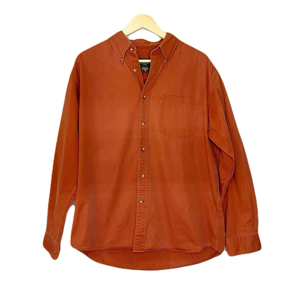 Eddie Bauer Button up Mens Medium Rust Terracotta‎ color 100% cotton